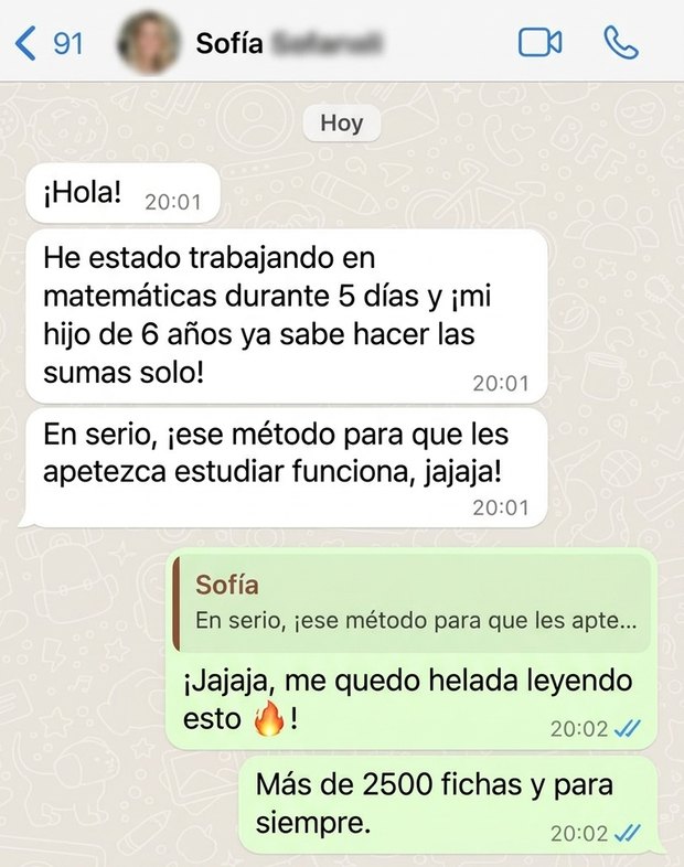 Mensaje de una madre sobre las fichas de matemáticas